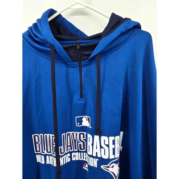 Majestic Toronto Blue Jays Baseballs MLB Authentic Hooded Sweatshirt Size 4X - Picture 2 of 8